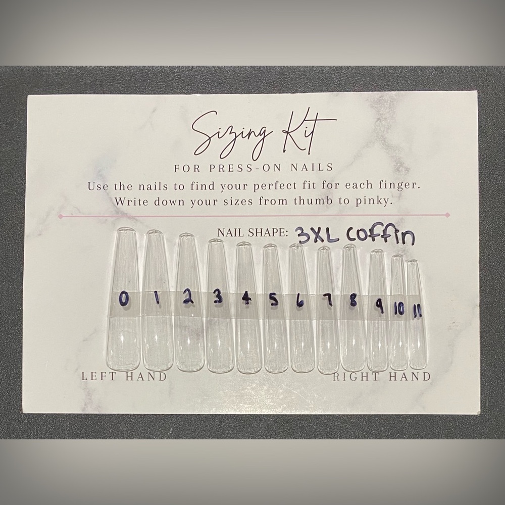 3XL Coffin Press-On Nail Sizing Kit for LoveGalore Press On Nails